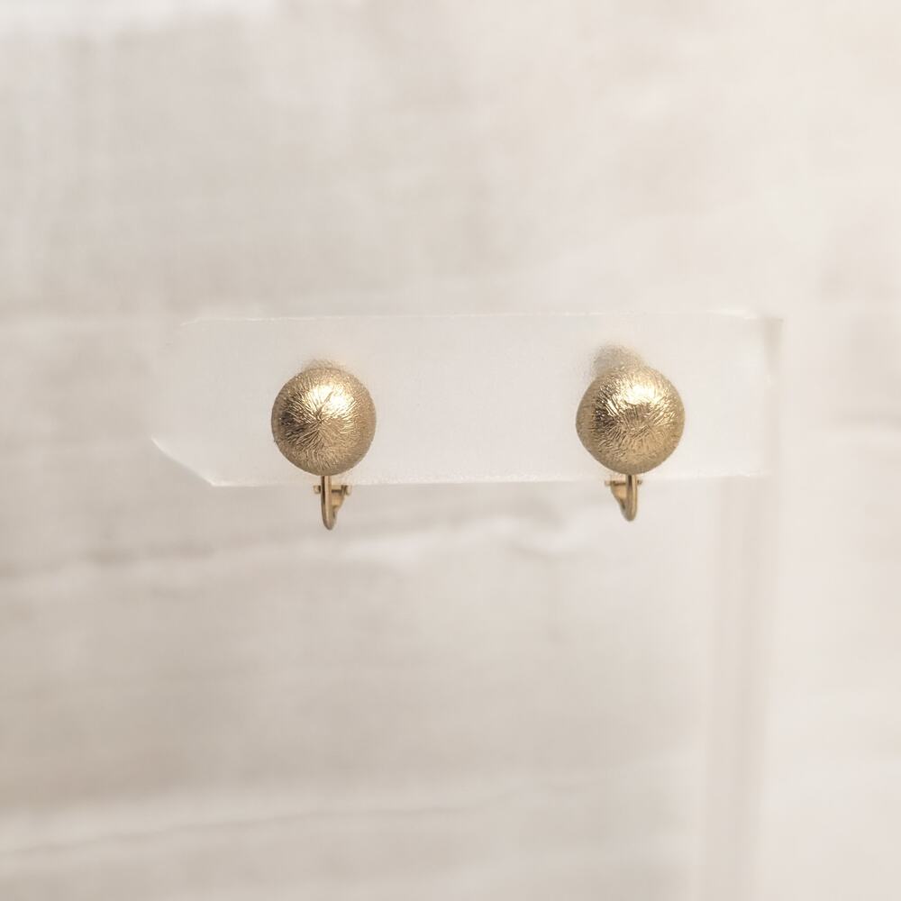 Vintage Napier Clip On Earrings 3/8" Stylish Gold Tone Small Patterned Domed